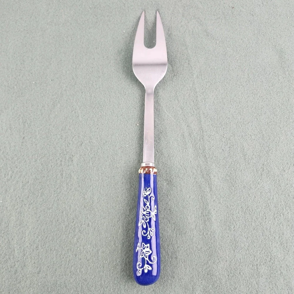 Temptations‎ by Tara Floral Lace Ceramic Stainless Steel Meat Fork Utensil
